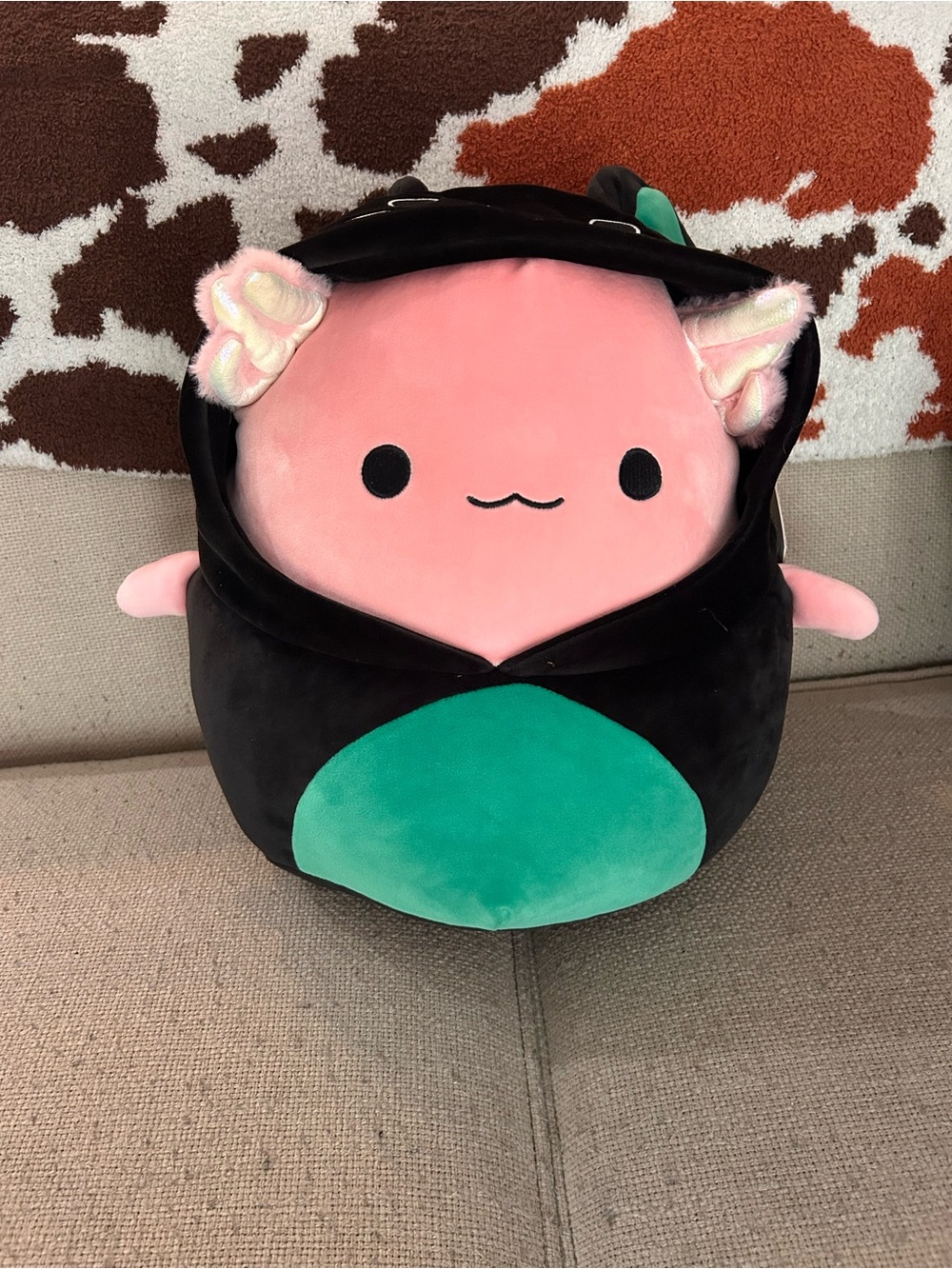 NWT Squishmallows Archie Axolotl Pink Plush Black Cat Costume Kids Plush Toy Lg